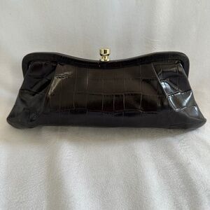 Banana Republic Croc Embossed Leather Clutch